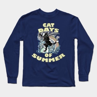 Funny Cat Surfer Quote CAT DAYS OF SUMMER Vacation Gifts Long Sleeve T-Shirt